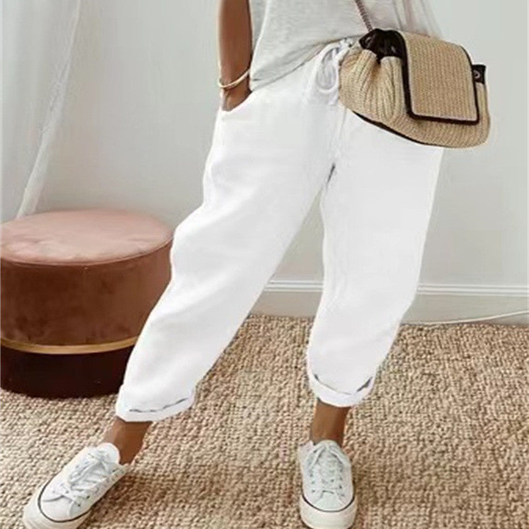 Women’s Premium Cotton-Linen Casual Pants | Breathable Solid Color Trousers | Elegant Relaxed Fit Summer Pants | Trendy Minimalist High-Rise Bottoms | 2026 Sustainable Fashion Collection