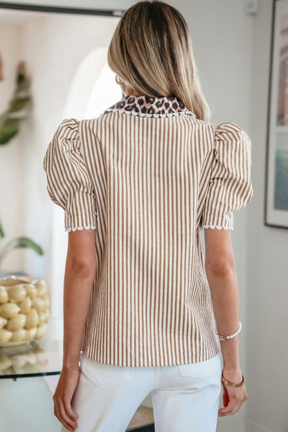 Threaded Pear Laila Sleeve Patchwork Collar Blouse