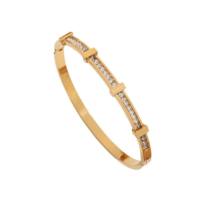 Rhinestone Double-Layer Zircon Bracelet | High-Sense Geometric Open Bangle | Trendy Minimalist Sparkling Clavicle Jewelry | Luxury-Label Adjustable Zircon Bracelet | 2026 High-Fashion Radiant Women’s Accessories