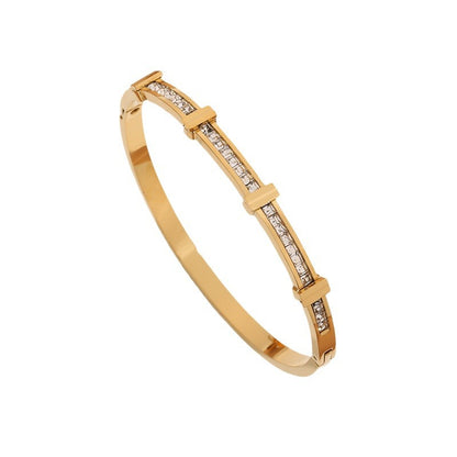 Rhinestone Double-Layer Zircon Bracelet | High-Sense Geometric Open Bangle | Trendy Minimalist Sparkling Clavicle Jewelry | Luxury-Label Adjustable Zircon Bracelet | 2026 High-Fashion Radiant Women’s Accessories