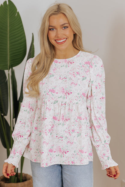 Threaded Pear Amari Shirred Balloon Sleeve Blouse