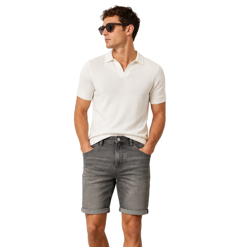 Tom Tailor Men's Regular Slim Denim Shorts Grey