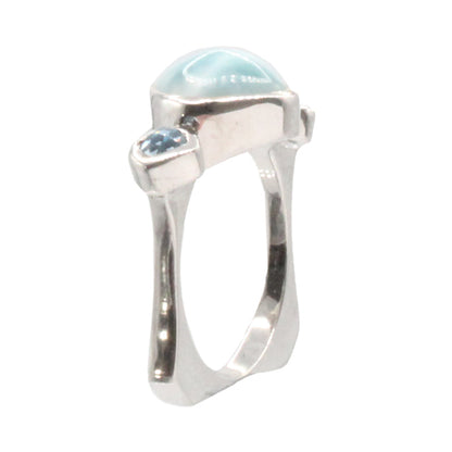 Larimar Stone Sterling Silver Atlantic Ring Size 7 By Marahlago