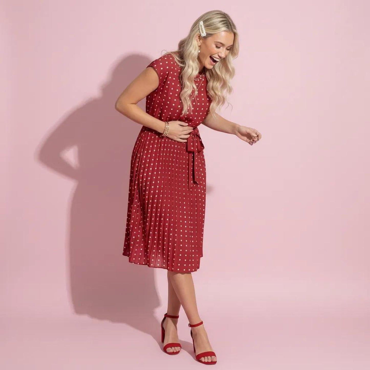 Polka Dot Cap Sleeve Dress