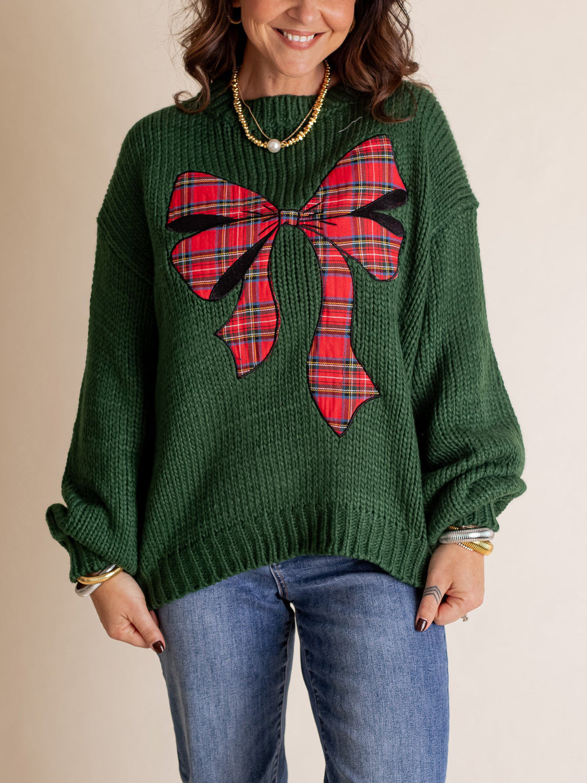 ✨Pinch Me Christmas Plaid Bow Sweater (Final Days: Big Savings!!!)
