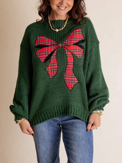 ✨Pinch Me Christmas Plaid Bow Sweater (Final Days: Big Savings!!!)