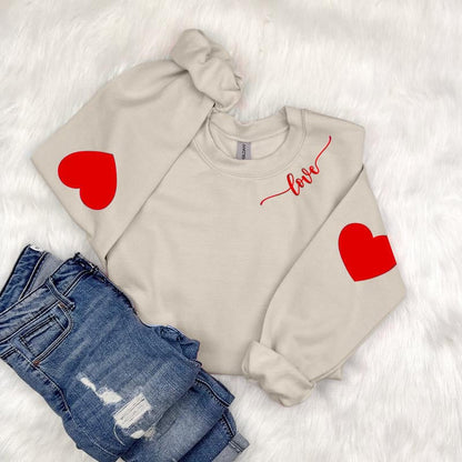 Long Sleeve Sweatershirt with Heart Elbow Patch