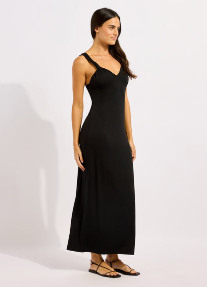 Beachedit Multi Fit Plunge Jersey Maxi Dress