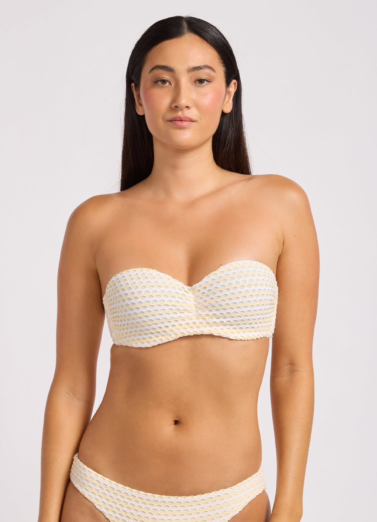 Mesh Effect Bustier Bandeau Bikini Top