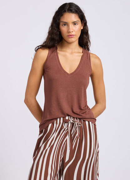 Slub Linen V Neck Tank Top
