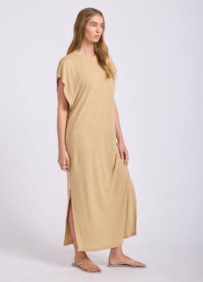 Slub Linen Batwing T-Shirt Dress