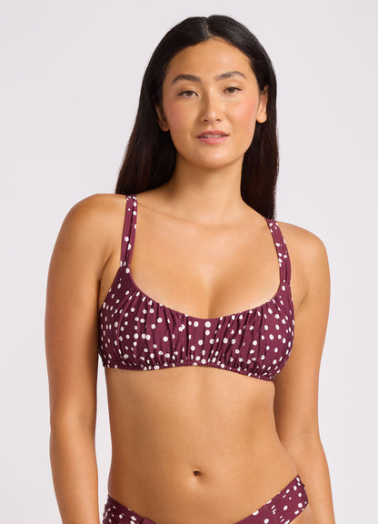 Dolce Dot Ruched Bralette Bikini Top