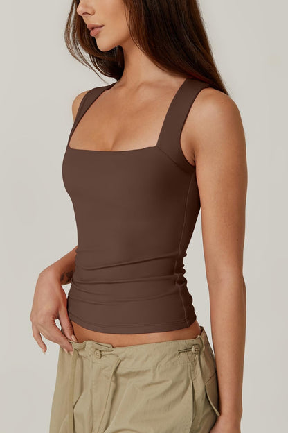 ✨Women's Square Neck Sleeveless Double-Layer Tank Tops