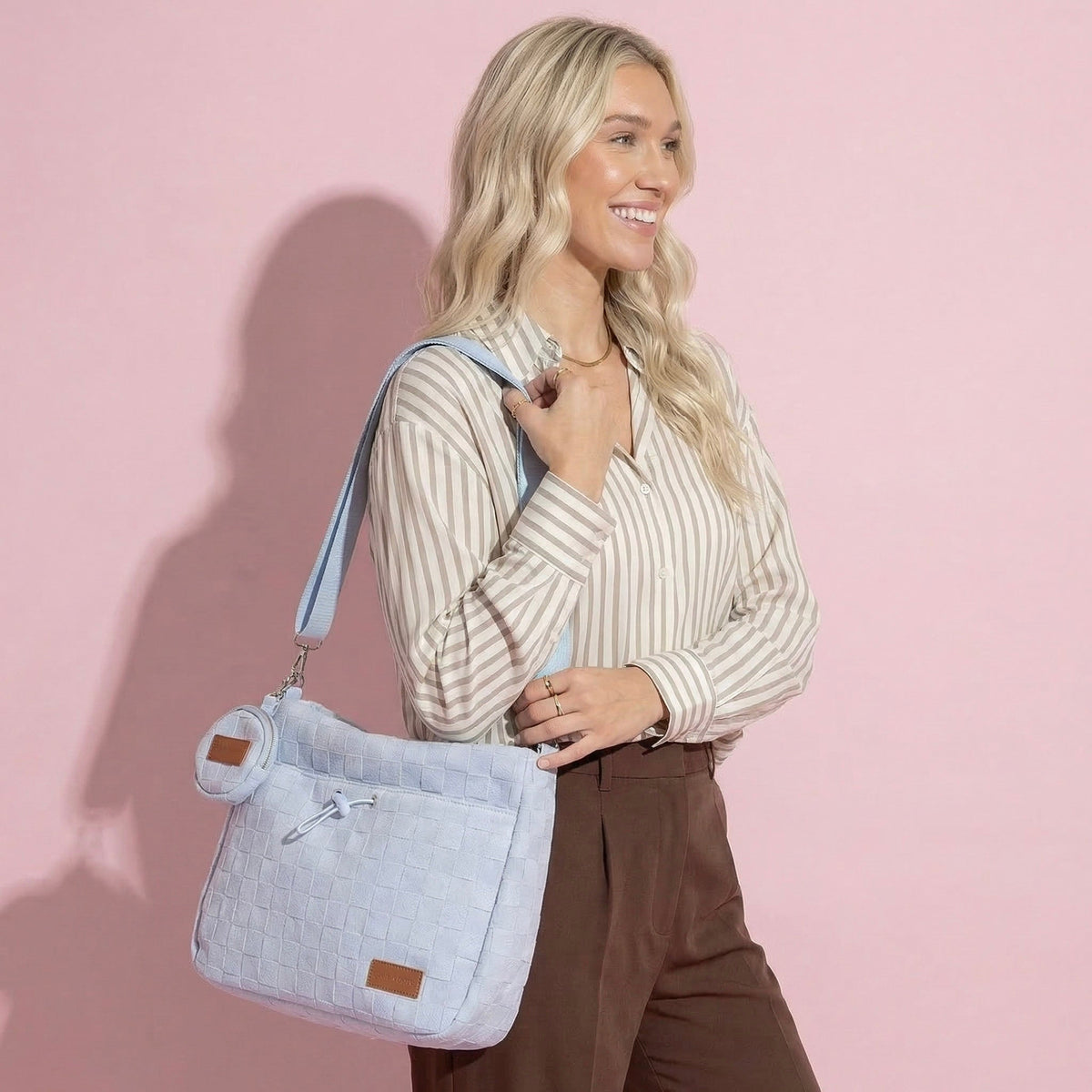 Anna-Kaci Women's Woven Canvas Crossbody Bag - Adjustable Strap 3-in-1 (Shoulder/Handheld) Bag
