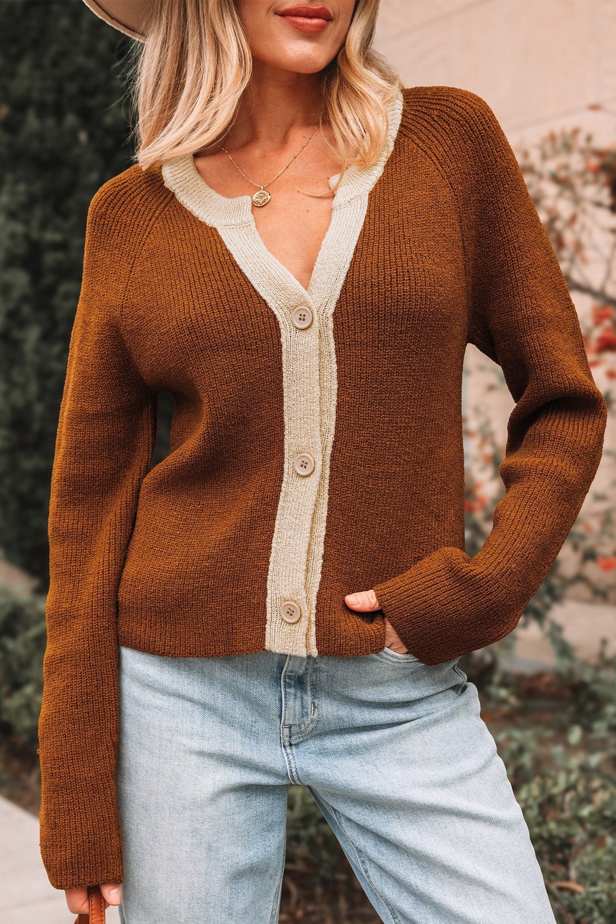 Threaded Pear Gabriella Knit Neckline Short Cardigan