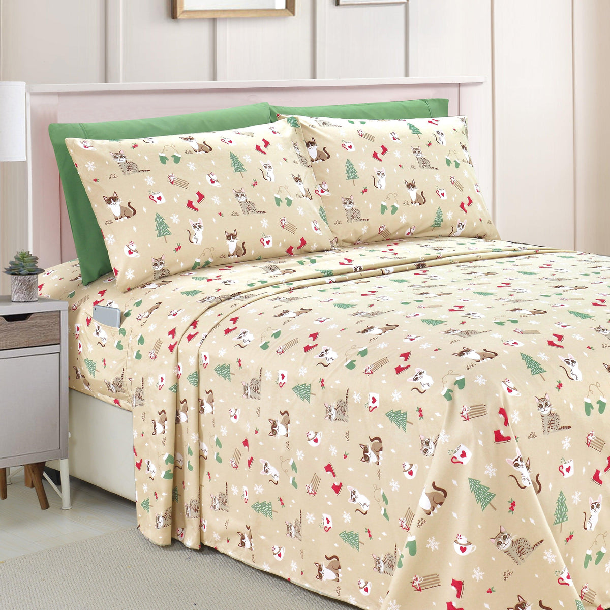 Elegant Comfort 6-Piece Christmas & Holiday Sheet Set - Soft as a Hotel Premium Quality