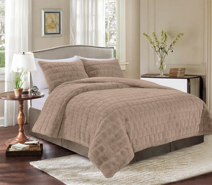 Elegant Comfort Fluffy 3-Piece Faux Rabbit Fur Comforter Set