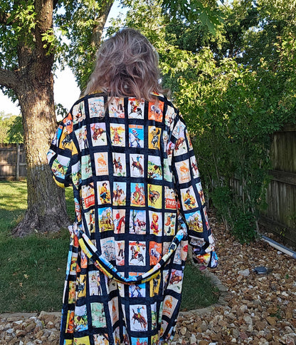 Baha Ranch Vintage Cowboy Collage Western Robe