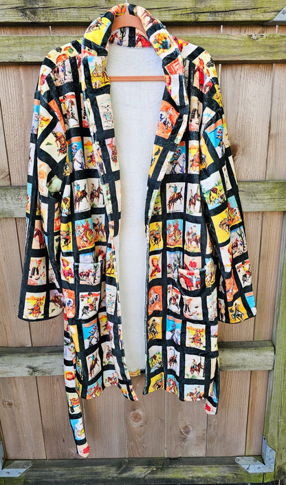 Baha Ranch Vintage Cowboy Collage Western Robe