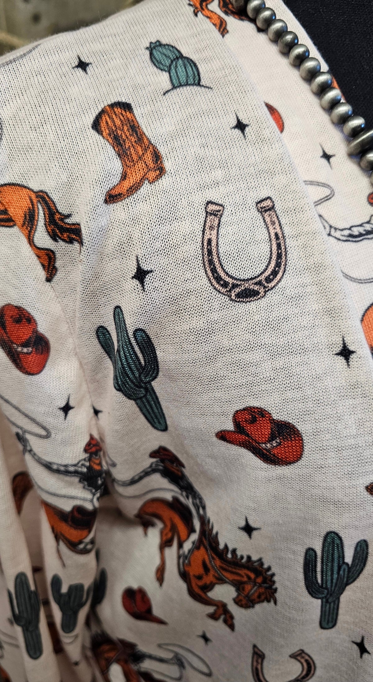 Baha Ranch Rodeo Cowboy Print Lightweight Cardigan
