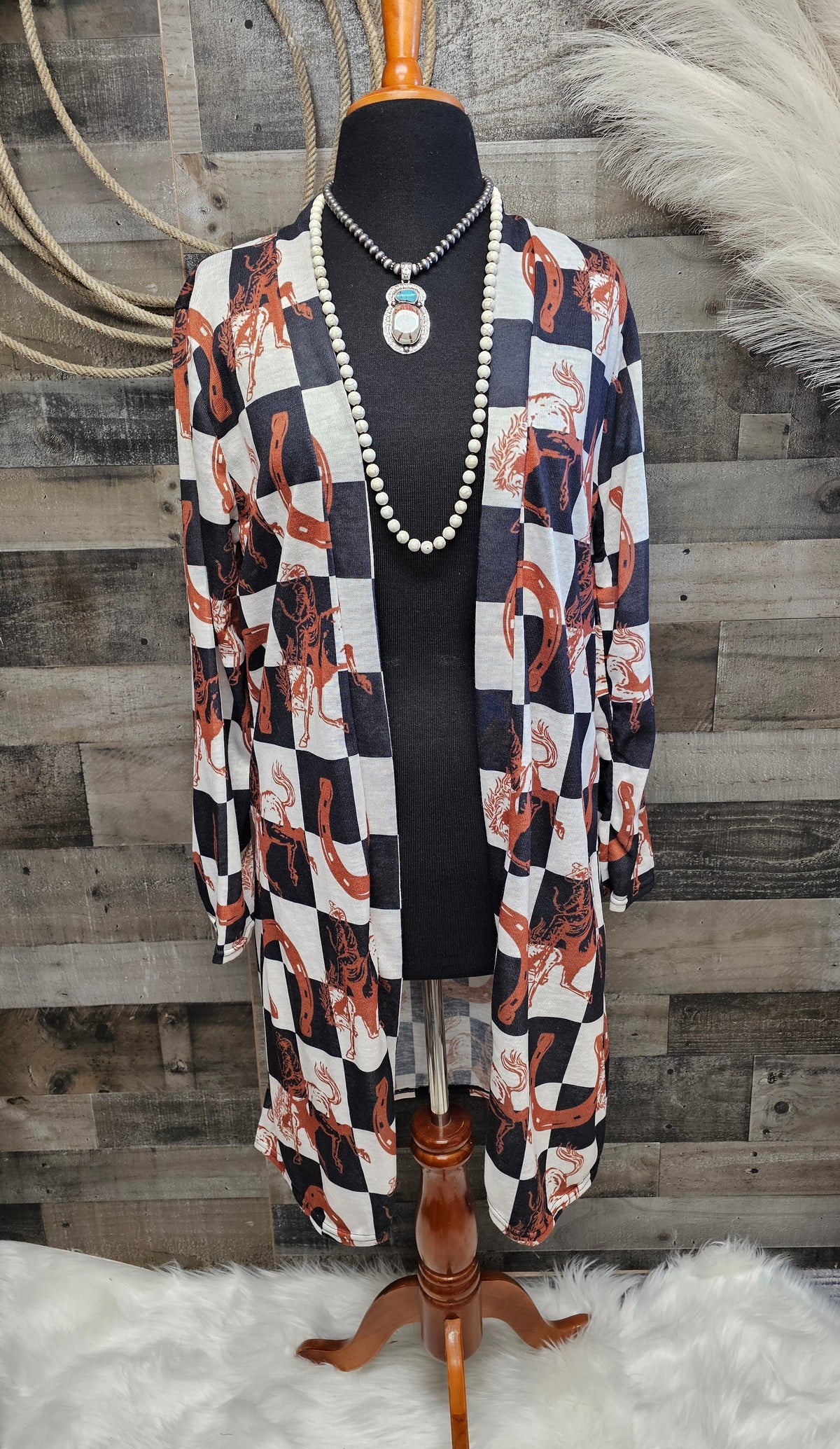 Baha Ranch Checkered Western Lightweight Cardigan