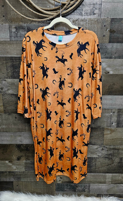 Baha Ranch Lucky Rodeo Oversized Sleep shirt