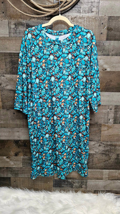 Baha Ranch All Turquoise Oversized Sleep Shirt