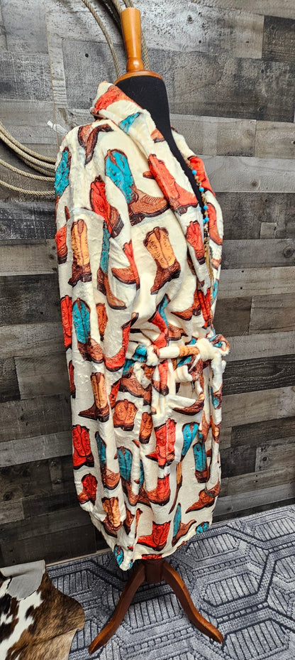 Baha Ranch Got My Boots Western Bath Robe