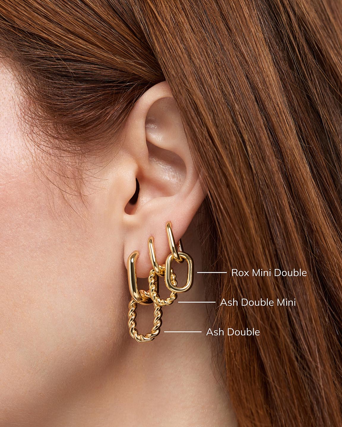 Ash Double Mini Gold Drop Earrings