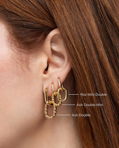 Ash Double Mini Gold Drop Earrings