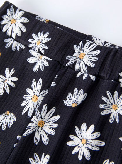 Girls' Spring Daisy Set Ruched Tie Sleeve