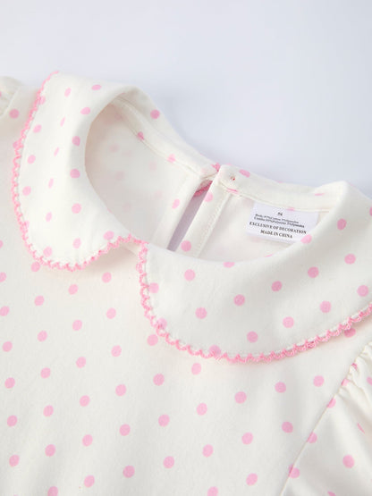 Back to School Polka Dot Girls Dress Pencil Bow Applique