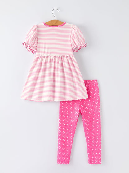 Back To School Girls' Pencil Applique Striped Set