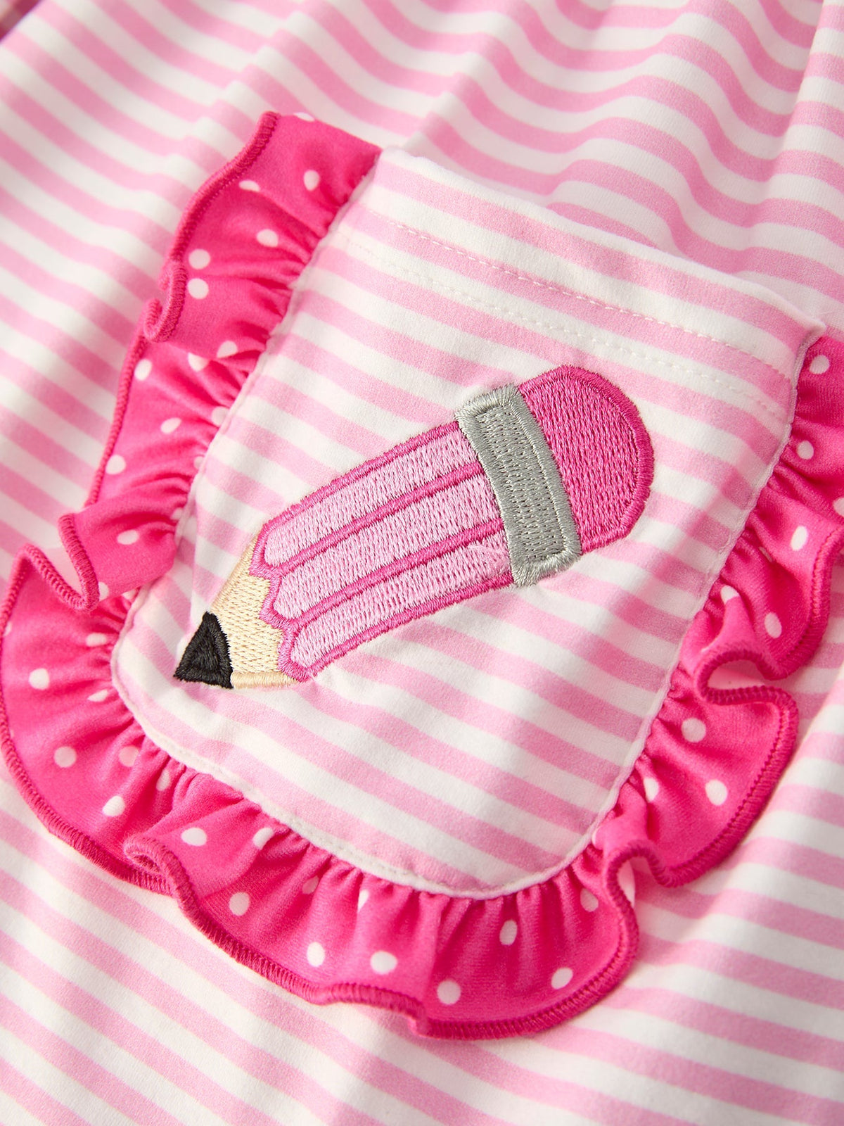 Back To School Girls' Pencil Applique Striped Set