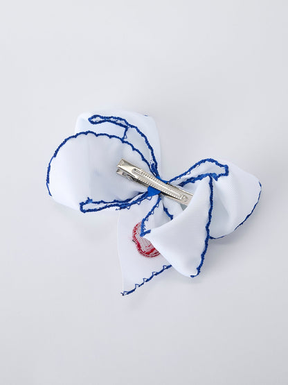 Back to School Apple Bow Hair Clip 6.25 Inch