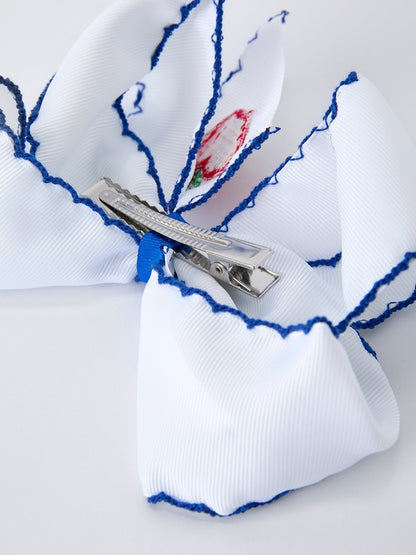 Back to School Apple Bow Hair Clip 6.25 Inch