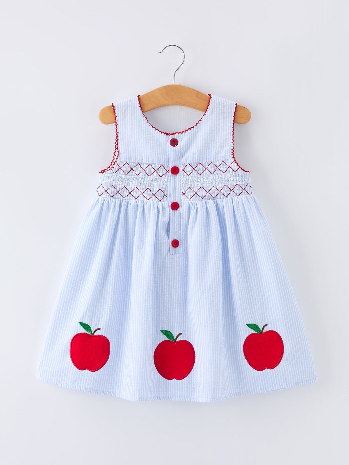 Girls Back To School Apple Twirl Dress Smocked