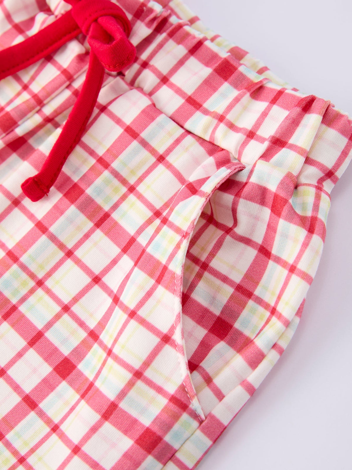 Back To School School Bus Boys Set Red Plaid Shorts