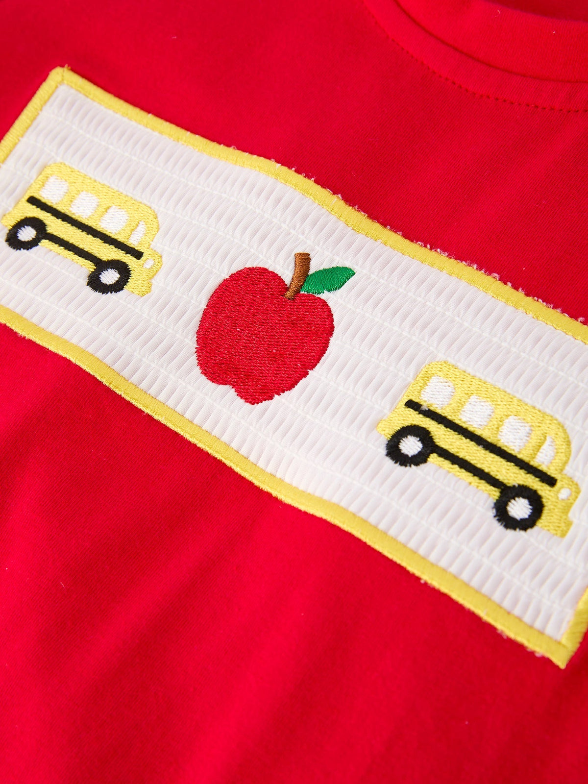 Back To School School Bus Boys Set Red Plaid Shorts