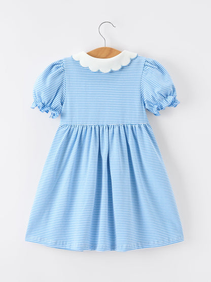 Girls Back To School Pencil Dress Petals Collar Pocket Applique