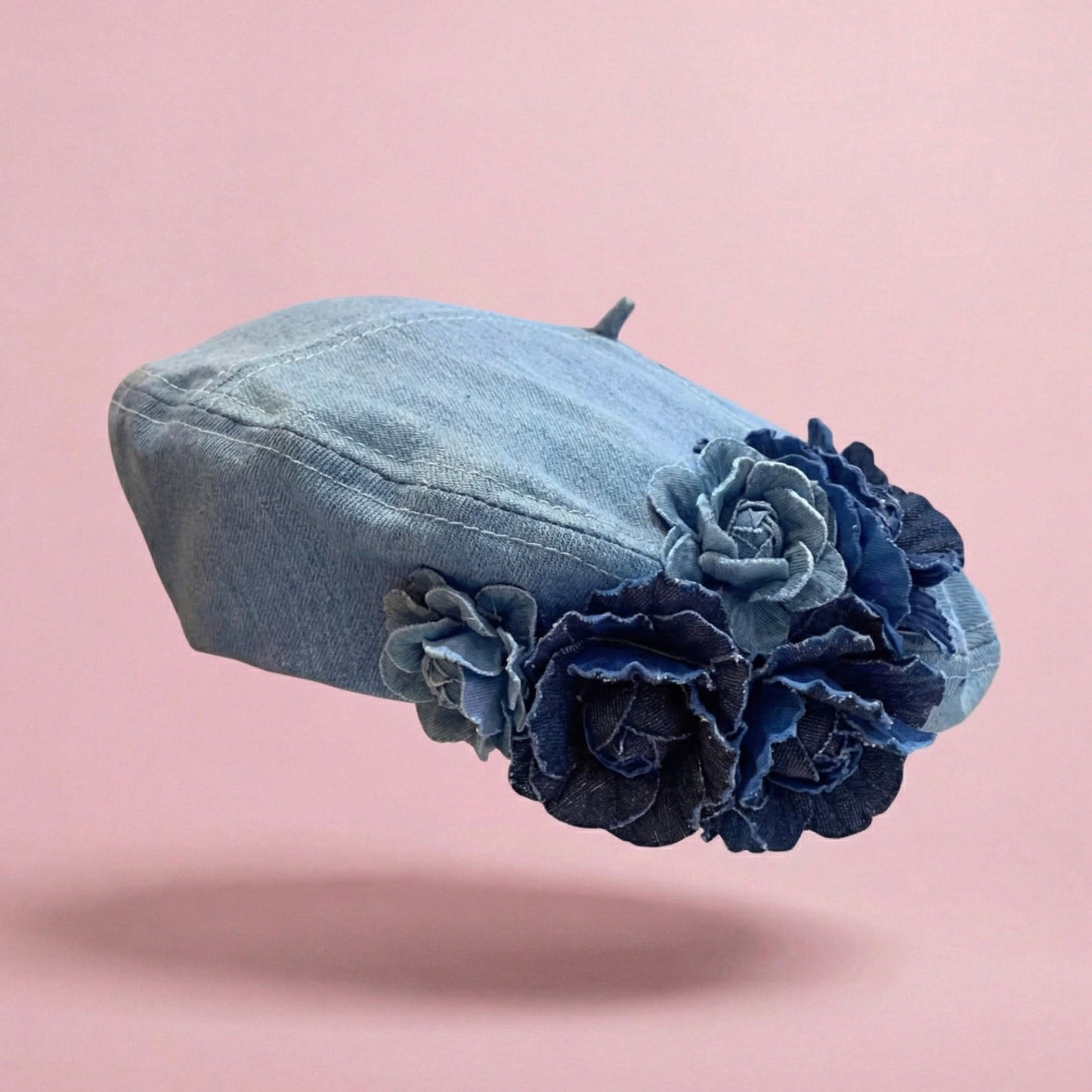 Anna-Kaci Women's Floral Denim Beret Hat Soft Structured Fashion Cap