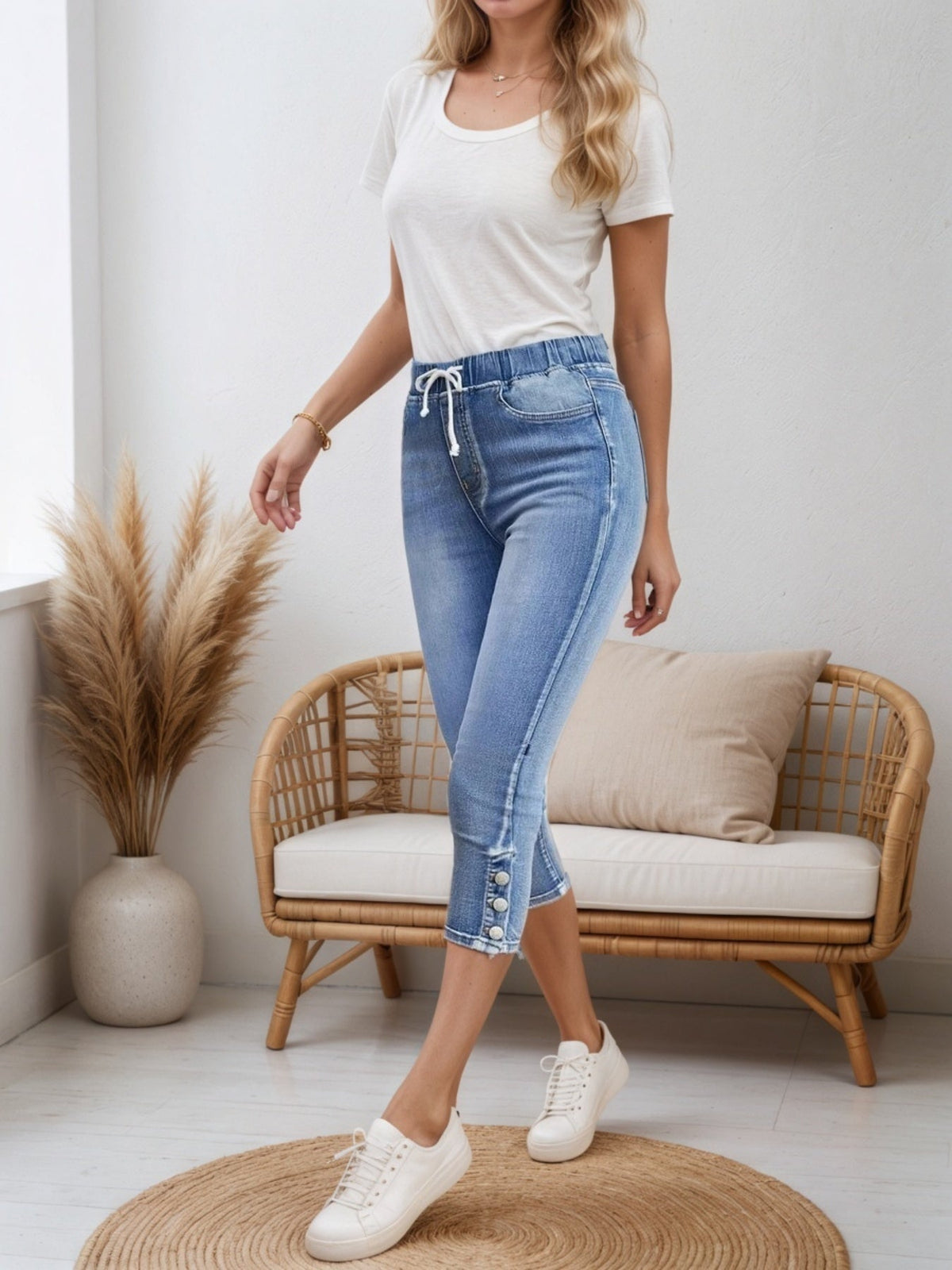 Women’s Drawstring Denim Shorts