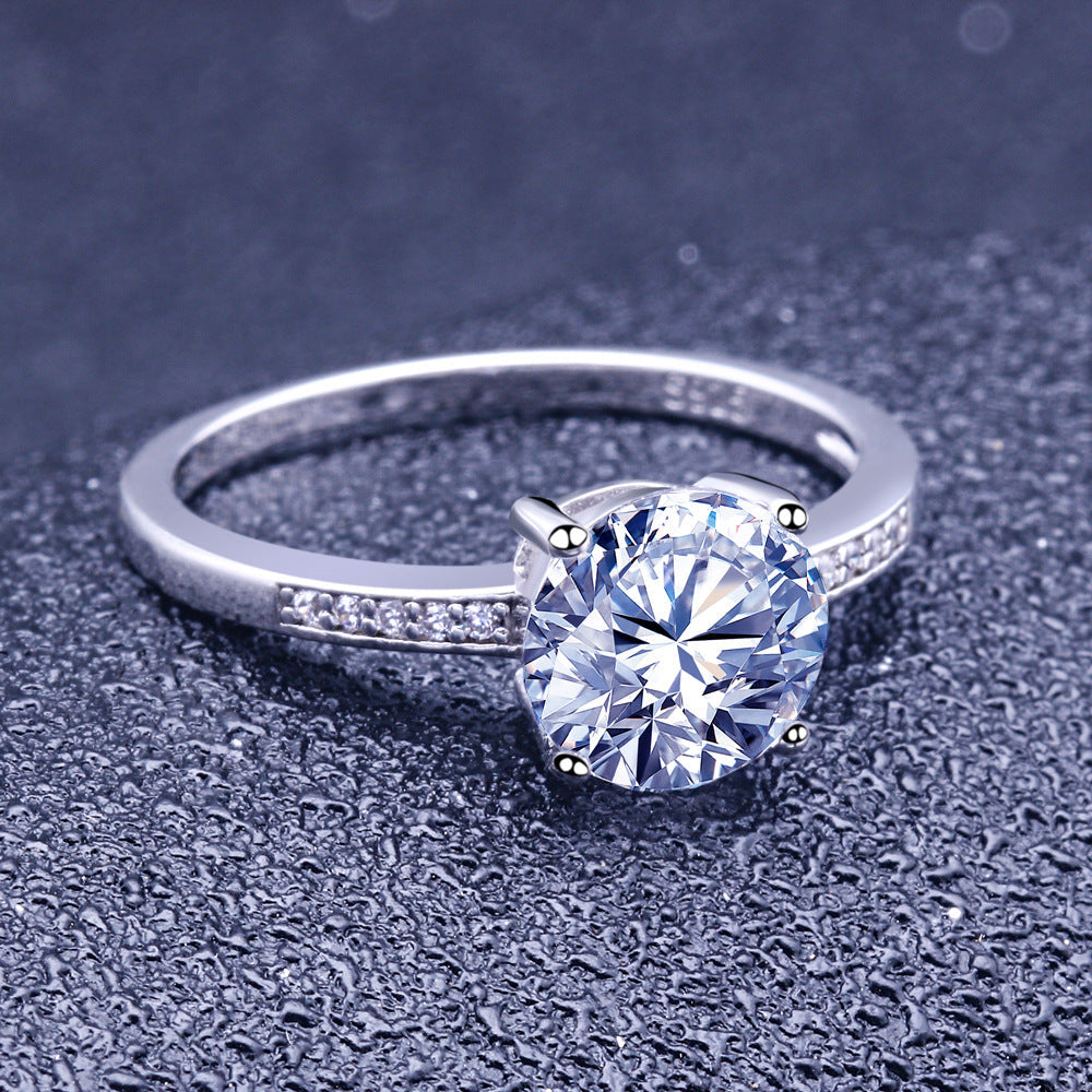 Authentic 925 Sterling Silver Engagement Ring | Classic Solitaire Wedding Band for Women | Sparkling Cubic Zirconia Promise Ring | Elegant Anniversary Jewelry Gift