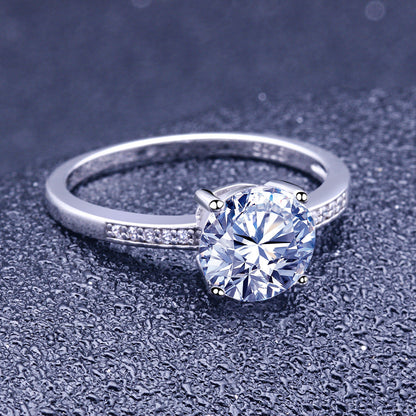 Authentic 925 Sterling Silver Engagement Ring | Classic Solitaire Wedding Band for Women | Sparkling Cubic Zirconia Promise Ring | Elegant Anniversary Jewelry Gift