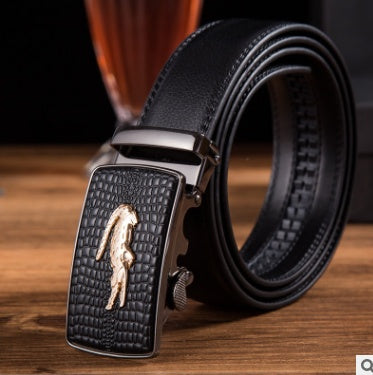 Men’s Factory Direct Automatic Leather Belt | Premium Wholesale Business Ratchet Belt | Luxury Genuine Leather Men's Belt | Sleek Professional No-Hole Automatic Waistband