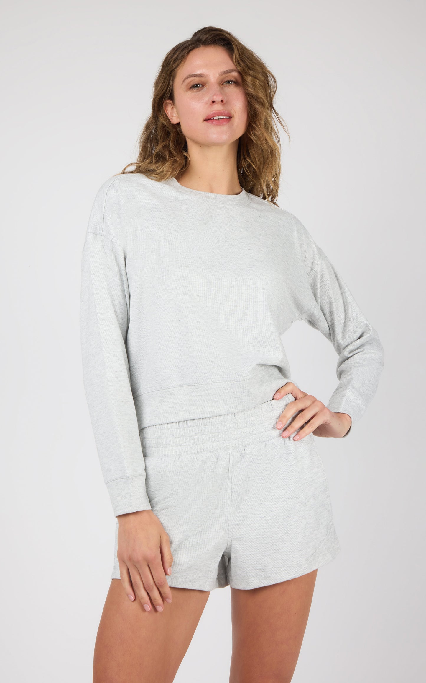 90 Degree by Reflex Plush Rib Avenlee Long Sleeve & New Flow Short Set