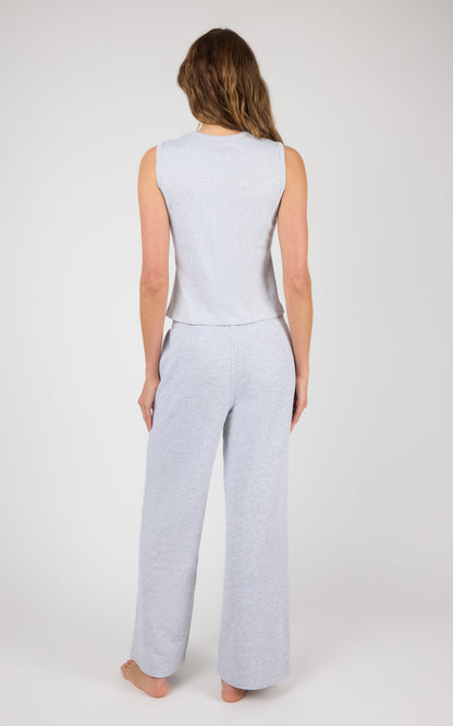 90 Degree by Reflex Ribbed Tank & Loop Terry Wide Leg Pant Set