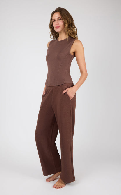 90 Degree by Reflex Ribbed Tank & Loop Terry Wide Leg Pant Set