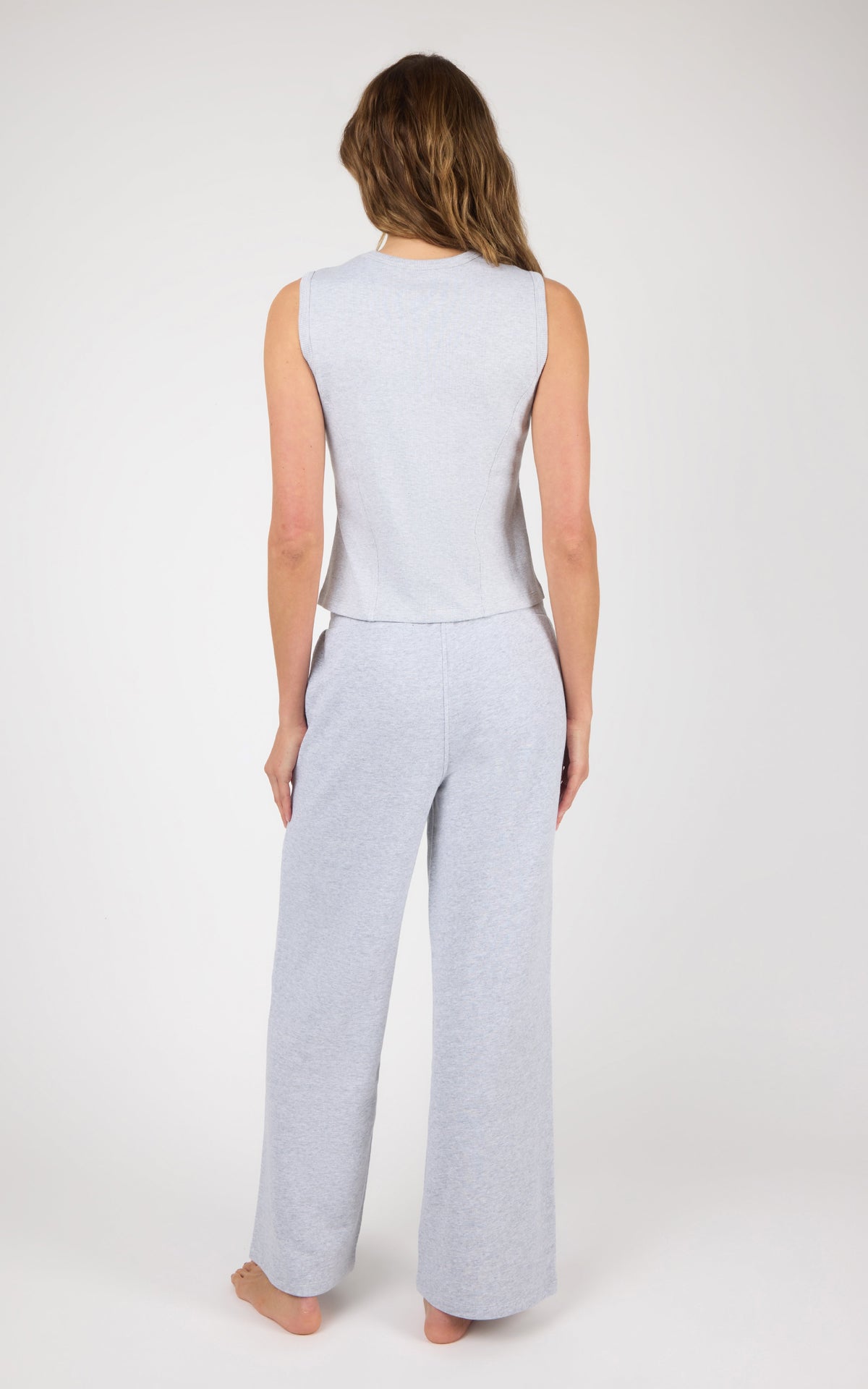 90 Degree by Reflex Ribbed Tank & Loop Terry Wide Leg Pant Set