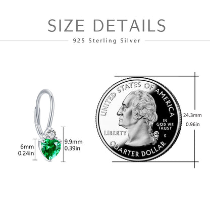 925 Sterling Silver Heart Zirconia Earrings | Hypoallergenic Birthstone Jewelry for Women | Sparkling Romantic Heart Studs for Sensitive Ears